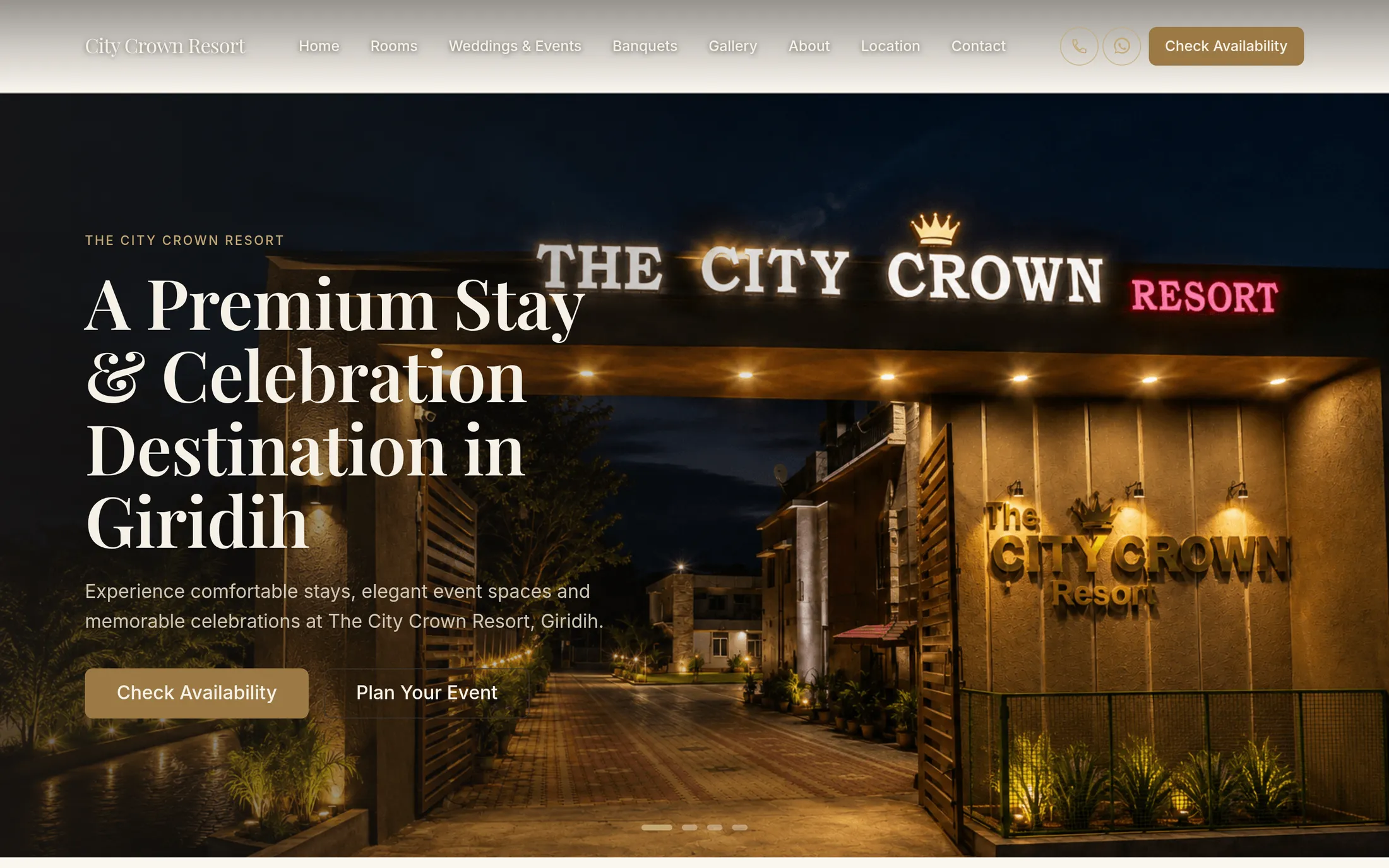 The City Crown Resort website